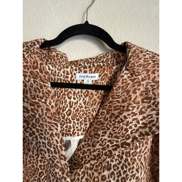 Joan Rivers Animal Print Button Front Blouse Jacket Size 2X Leopard Print - Picture 3 of 4